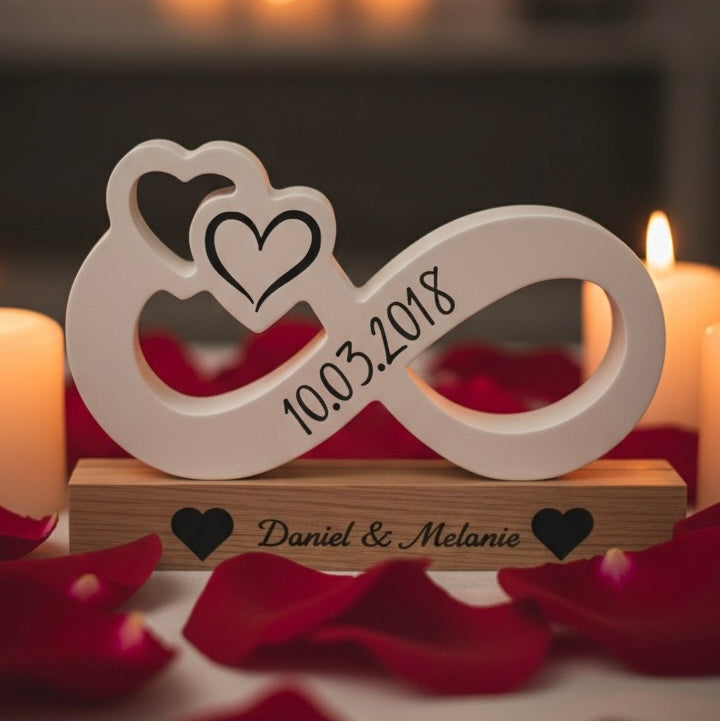 Personalisierte Infinity-Deko aus Raysin mit Datum & Namen – Geschenk zur Hochzeit/Jahrestag Plottarie Manufaktur