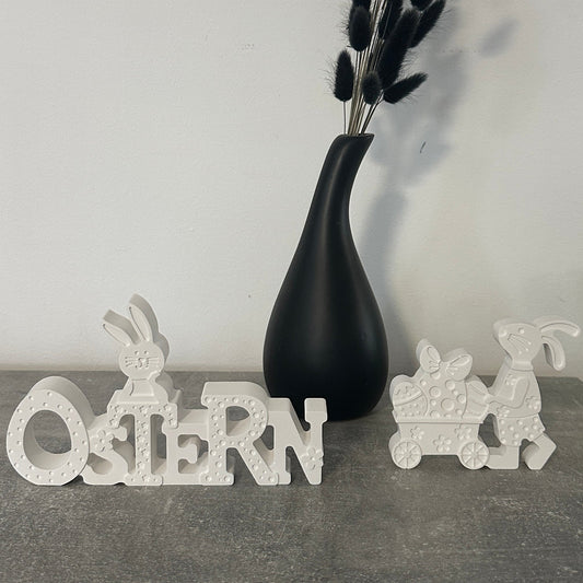 Handgemachter Oster-Schriftzug aus Raysin – Moderne Osterdeko "Ostern" mit Hase Plottarie Manufaktur