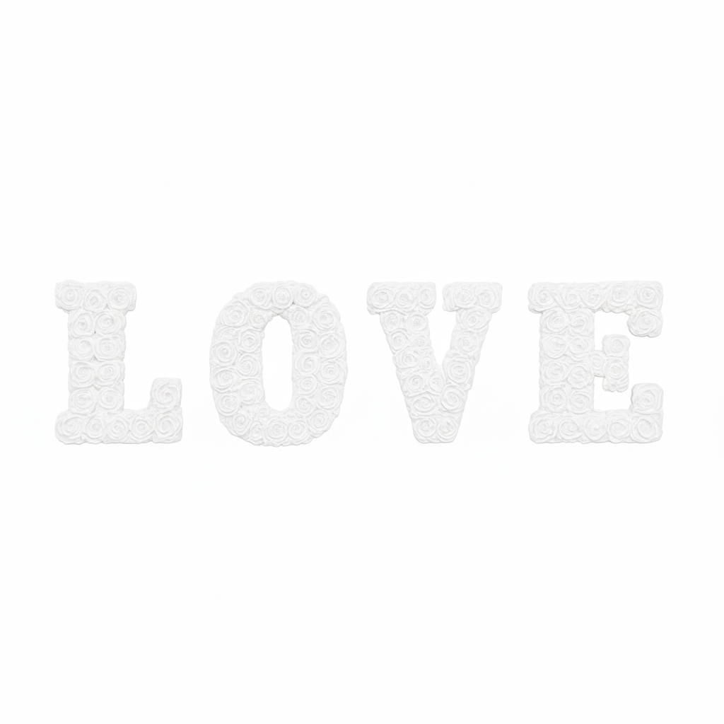 "LOVE" – Rosentextur Schriftzug | Modernes Valentinstags- & Hochzeitsgeschenk Plottarie Manufaktur
