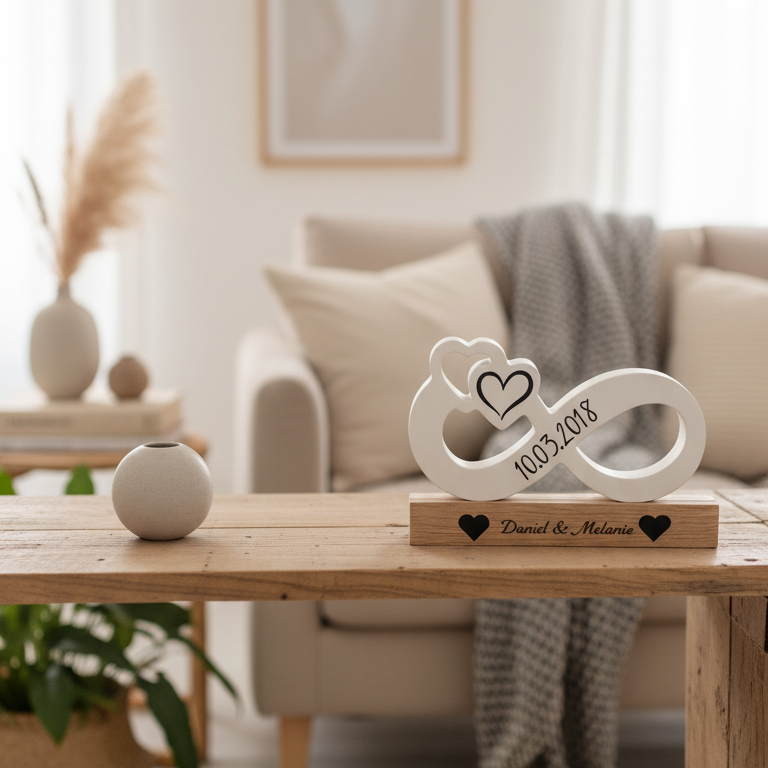 Personalisierte Infinity-Deko aus Raysin mit Datum & Namen – Geschenk zur Hochzeit/Jahrestag Plottarie Manufaktur