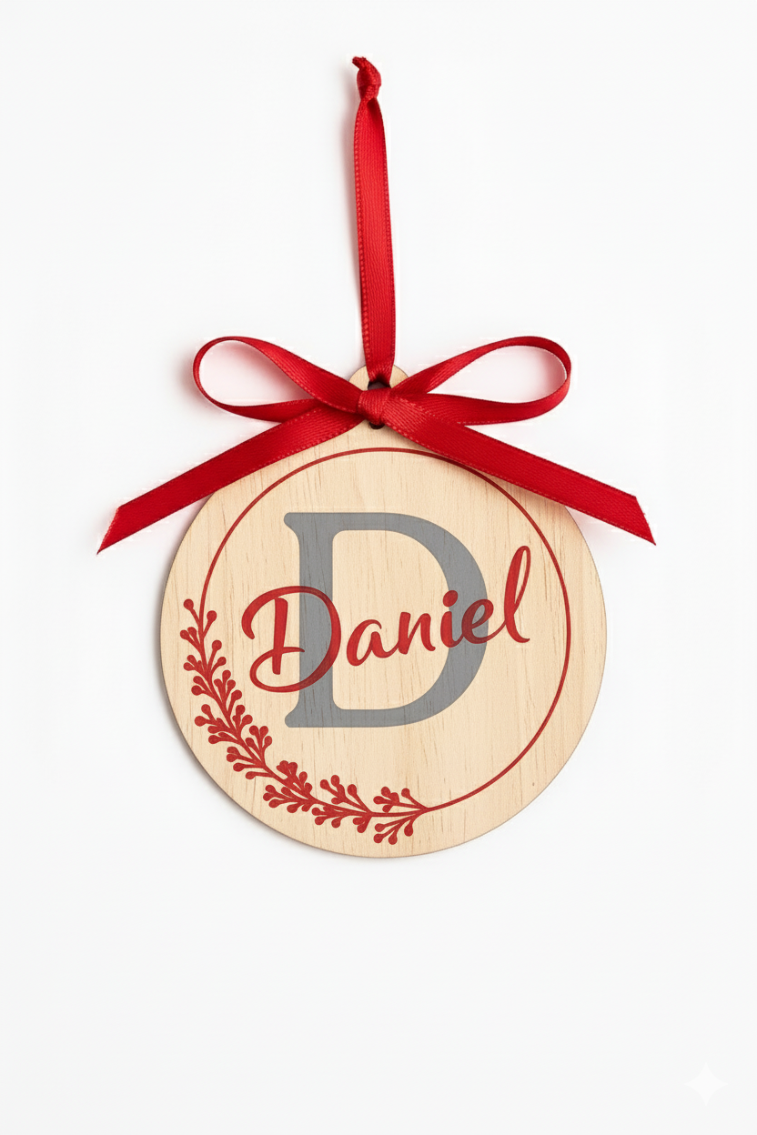 Personalisierte Weihnachtskugel mit Namen | Acryl oder Holz Plottarie Manufaktur